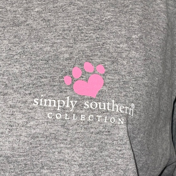 Simply Southern Heather Gray Long Sleeve Tee with Pink Logo - Picture 2 of 5